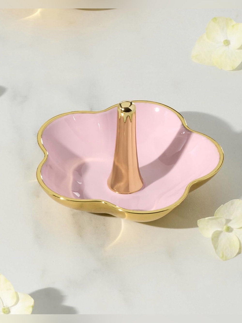 NWT KATE SPADE Pink & Gold Flower Ring Holder Dish